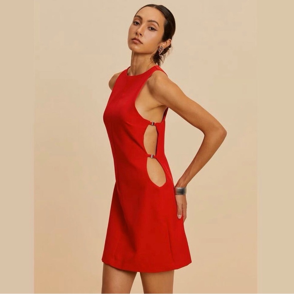 Zara viral red cutout mini dress small